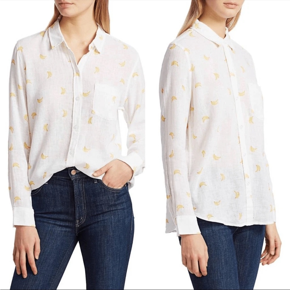 Rails Charli Banana Bunch Button Down linen and rayon Shirt XS